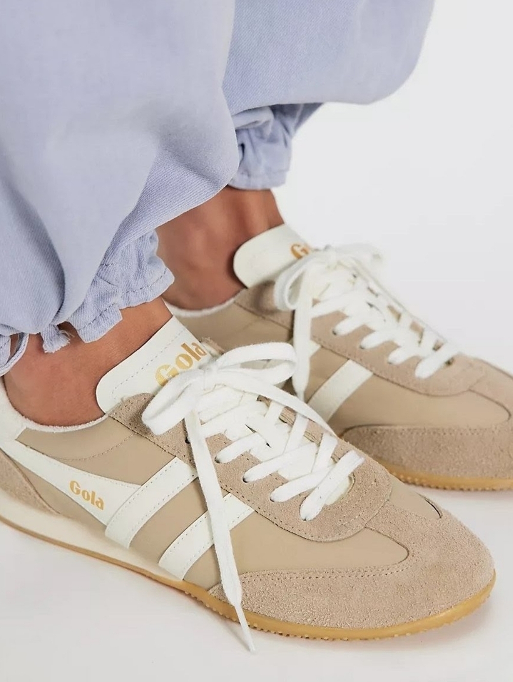 Gola Sprinter Sneakers in Bone/Off-White/Gold